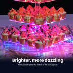 Cupcake Stand – Premium Holder Acrylic Tower Display Cady Bar Party Décor 4 Tier for Pastry + LED Light String Ideal Weddings, Birthday(Colorful light)