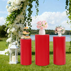 Eapmic Pedestal Stands for Party, Cake Pedestal Stand, Dessert Table Display Plinth Pillars, Sculpture Display Column Decoration Cube for Wedding Birthday (Red, Cylinder-3Pcs(27.56"+26"+23.62"))