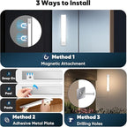 10 Inch Under Cabinet Lights, 2200mAh Rechargeable Battery Operated Motion Sensor Lights Indoor, Wireless Dimmable Closet Lights, 3 Color Under Counter Magnetic Night Lights for Kitchen, Stair, 3-Pack