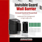 DuraSteel Wall Mount Crowd Control Retractable Belt Barrier - 9.2 Ft Red Retractables Barrier Belt w/ABS Casing, Do Not Enter Crowd Control Barriers Line Divider NOT Stanchions with Retractable Belts