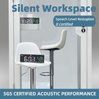 Mobile Office Pod Booth, Solo Soundproof Pod Acoustic Panels, Sound Pod Silent Ventilation, Wheels and Feet, Built-in Table, LED Lighting System, USB Ports White/Smoked Glass