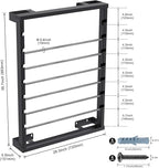 SELEWARE Heavy Duty Wall-Mounted Wire Spool Rack – Cable Reel Holder and Dispenser with 6 Adjustable Stainless Steel Rods for Industrial, Electrical, and Retail Storage and Display (Black)