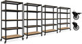 HOMEDANT House 5-Tier Metal Rolling Cart Shelf Rack Casters Heavy Duty Laminated Wheel Shelving Unit Adjustable Utility Storage Shelves Organizer Shelf Kitchen Garage (4, (M) 36.2" W, Black)