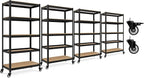 HOMEDANT House 5-Tier Metal Rolling Cart Shelf Rack Casters Heavy Duty Laminated Wheel Shelving Unit Adjustable Utility Storage Shelves Organizer Shelf Kitchen Garage (4, (M) 36.2" W, Black)