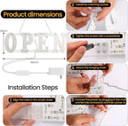 LED Open Signs for Business 30"x10" Dimmable 7 Color Bright Business Open Sign with Hanging Installation for Window Stores, Hotel, Store, Bar, Retail Shop, Salon, Restaurant