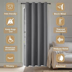ChrisDowa Blackout Curtains 80 Inches Long for Doorways and Closets, Thermal Insulated Temporary Room Dividers (1 Panel, Grey, 42 x 80 Inch)