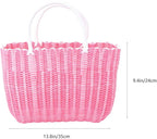 Cabilock Market Basket Woven Straw Basket African Basket Straw Beach Bag Reusable Grocery Shopping Bag Tote Bag Big Capacity Travel Tote Purse