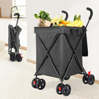 27 Gal/180 LBS Capacity Shopping Cart, Upgrade Huge Grocery Cart on Wheels,Heavy Duty Foldable Utility 360° Rolling Swivel Wheels for Shopping Picnic Groceries Laundry (Black)