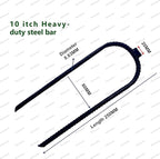 Moonmama Ground Stakes Steel Rebar Stakes Tents Nails Heavy Duty Garden Stake Ground Anchor Pegs U Shaped Metal Fences Stake for Trampolines Camping Canopies Sheds Swing Sets, 10inch 10ge