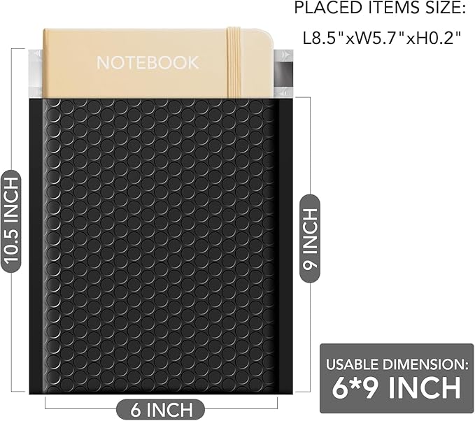 GSSUSA Black Bubble Mailers 6x10 Small Padded Envelopes 9600 Pack,1 Pallet,Strong Adhesion Shipping Mailer Self-Seal Bubble Envelopes for Small Business