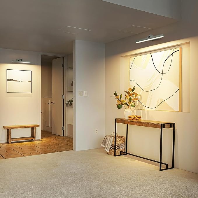 Picture Lights for Wall, Greenish Bronze Battery Operated Picture Light 16in Art Light CCT Dimmable Recharging Battery Wall Light with Remote Control for Living Room Gallery