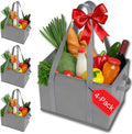 BAG-THAT! 4pk Reusable Grocery Bags Shopping Bags Tote Box Large Heavy Duty Groceries Bag Handles Foldable Reinforced Bottom (Gray)