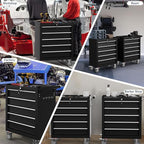 5-Drawer Tool Chest,Rolling Tool Cart with Wheels,High Capacity Tool Cabinet with Locking System for Garage, Warehouse, Workshop-Black