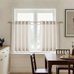 Nanspring Beige Curtains for Kitchen Windows Over Sink 36 inch Length Rustic Farmhouse Linen Blend Semi Sheer Curtains Back Tab and Rod Pocket Small Window Curtain for Cafe 30 x 36 Inch,2 Panels