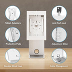 Mount-It! Anti-Theft Tablet Kiosk with Printer Stand, Locking Countertop Tablet Enclosure with Freestanding Base, Universal Enclosure Compatible with iPads Gen 9 and 10, iPad Pro, iPad Air, White