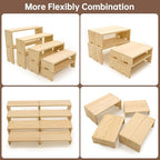 Large Display Wood Risers Wooden Stand 4 Tier Wood Racks, 2 Set 8 Pieces Cupcake Stands Cologne Perfume Organizer Dessert Stands for Vendors Event