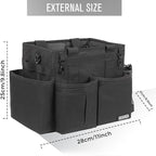 Compact Wearable Cleaning Caddy, Small Supplies Organizer with Handle & Shoulder Straps for Housekeepers, Under Sink & Car Cleaning Tool Organizer Bag (Black)