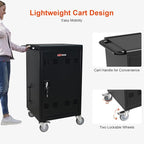 Laptop Charging Cart,32 Devices Tablet Storage Carts for Pad Up to 16.3" Screen Size, Classroom Computer Mobile Charging Station for Pads,Chromebooks,Laptops,Security Storage (30+2 Bay-Black)