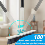 Grout Brush with Long Handle V Shape Floor Scrub Brush Stiff Bristle Grout Scrubber for Cleaning Bathroom Garage Kitchen Wall Tub Tile (1, White)