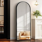 58"x18" Full Length Mirror with Stand, Shatterproof Arched Floor Mirror, Aluminum Alloy Thin Frame - Freestanding/Leaning/Wall Mount for Bedroom, Living Room & Entryway (Black)