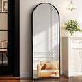 56"x18" Full Length Mirror with Stand, Shatterproof Arched Floor Mirror, Aluminum Alloy Thin Frame - Freestanding/Leaning/Wall Mount for Bedroom, Living Room & Entryway (Black)