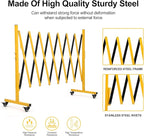 Expandable Metal Barricade Gate, 11FT Folding Security Gate with Wheels, Heavy-Duty Expandable Mobile Barricade for Construction Site, Industrial Traffic Control, Crowd Management & Garage Safety