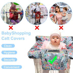 Grey Shopping Cart Cover for Baby 2-in-1 High Chair Cover with Safety Harness Multifunctional Dog Pattern Cart Covers for Babies Soft Padded Grocery Cart Cover for Baby Boy Girl