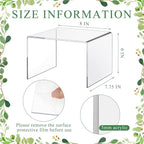 2 Pcs 8 Inch Large Acrylic Risers Display Stands 5 mm Thick Acrylic Shelf Riser Showcase for Collectibles Jewelry Cupcakes Food Figures Perfume Cabinet (Clear)