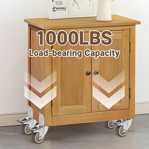 W B D WEIBIDA 3 Inch Side Mount Casters Wheels, L-Shaped Rubber Casters Set of 4, 360 Degree Ball Bearing Swivel Casters, Heavy Duty Locking Casters Wheels for Workbench, Baby Beds, Cabinets, Tables