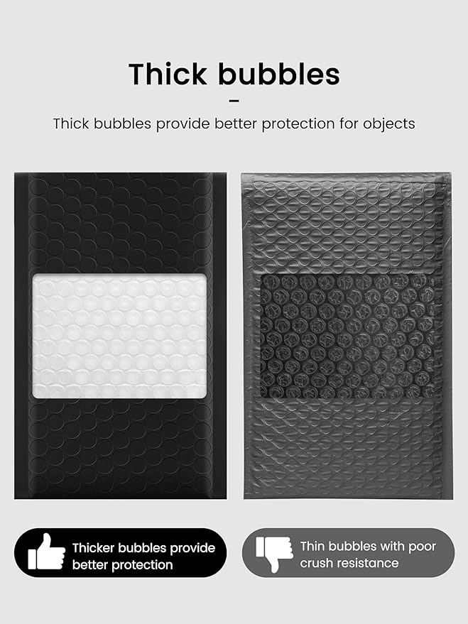 GSSUSA Black Bubble Mailers 4x7 Small Padded Envelopes 4000 Pack,Strong Adhesion Envelope Mailer Self-Seal Bubble Envelopes for Small Business