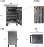 Laptop and Tablet Charging Cart, 32 Unit Device Mobile Charging Station for Chromebook, Tablet, Laptop, with Charging Port Screen Size Up to 16.3", Suitable for Office, Classroom, etc (Silver)
