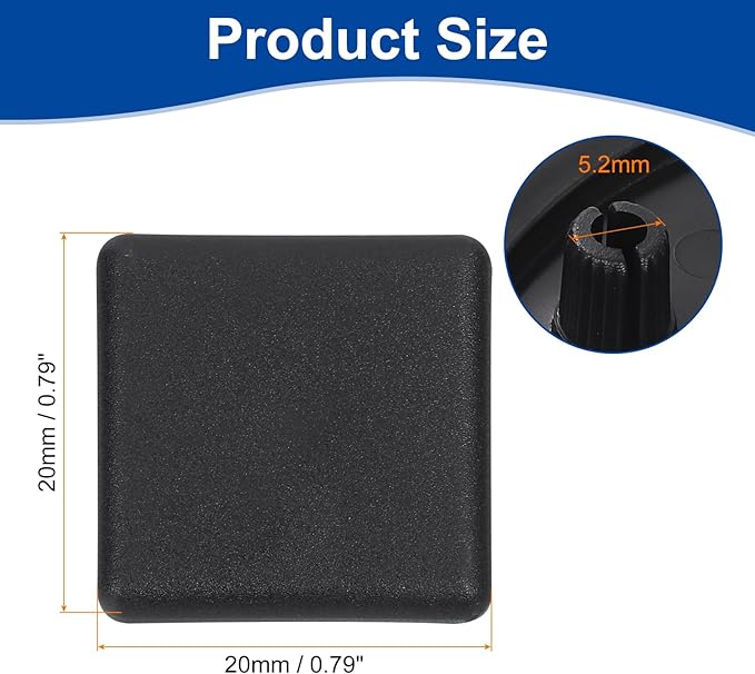 uxcell 6Pcs Extruded End Cap Nylon, 20x20mm T-Slot Aluminum Profile 2020 European Standard End Cap Extrusion Plug for Trolley, Fish Tank Rack, Storage Rack, Black