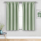 JIUZHEN Blackout Curtains for Bedroom - Thermal Insulated Room Darkening Rod Pocket Curtains for Living Room, Set of 2 Panels with Tiebacks, 38 x 54 Inch Length, Light Green