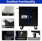 Rolling Tool Chest with 2 Doors and Adjustable Shelves, 25.9" D Movable Lockable Tool Cart Multi-Functional Hardware Storage Cabinet Box Auto Repair Locker