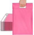 JinRuiKJ Poly Mailers with Handle 12x15.5 Inch 50 Pcs, Self Sealing Shipping Bags for Clothing, Easy to Carry Packaging Bags for Small Business - Pure Pink