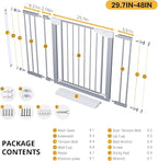 Cumbor 29.7-48" Baby Gate for Stairs, Mom's Choice Awards Winner-Dog Gates for Doorways, Auto Close Safety Pet Gate for Dogs Indoor, Easy Install Pressure Mounted Child Gate with Walk Thru Door, Gray