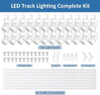 Dimmable LED GU10 White Track Lighting Kit with Replaceable GU10 Bulbs,24-Pack All-in-One Plug in 3CCT Ceiling Spotlights with 26FT Track Rails, Accent Lighting for Home, Store, Moblie Cart and Office