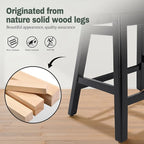 Counter Height Black Bar Stools Set of 6 for Kitchen Counter, Backless Farmhouse Kitchen Island Barstools with Upholstered Faux Leather Saddle Seat and Solid Wood Legs Modern 24 inch Bar Chairs