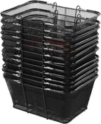 12Pcs Black Metal Shopping Basket with Handles, Portable Wire Shopping Basket, Black Wire Mesh shopping Basket Set for Supermarkets, Retail Stores.