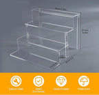 Acrylic Display Riser Stand, 4 Tier Cupcake Tower Stand, Clear Display Rack for Perfume,Figures,Spice, Tiered Spice Rack Organizer