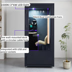Office Pod, Mobile Office Pod Booth, Solo Soundproof Booth with Acoustic Panels, Sound Pod Silent Ventilation, Wheels and Feet, Privacy pod, Built-in Table, LED Lighting, AC, USB Ports - Black