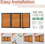 Enclosed Bulletin Board Lockable,3 Doors Weatherproof Outdoor Noticeboard with Locking Door, Wall-Mounted Aluminum Framed Presentation Board, 70x36 Inch