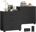 Aheaplus Closet Drawers Set of 2, Wood Closet Organizers and Storage with 3 Drawers, Closet Drawers Organizer System, Nightstands Bedside End Table with 3 Drawers Storage for Bedroom, Black