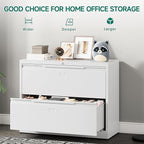 2 Drawer File Cabinet with Lock,Lateral File Cabinet,35.4" W Metal File Cabinets for Home Office,Hanging Files Letter/Legal/F4/A4 Size (White - Assembly Required)