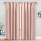 JIUZHEN Blush Pink Blackout Curtains for Bedroom - Thermal Insulated Room Darkening Noise Reducing, 52 x 84 Inch Length Curtains for Living Room, Set of 2 Panels with Tiebacks, Blush Pink