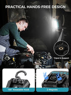 Smiling Shark Working Lights, 7500mAh Rechargeable LED Work Light 4000 Lumen 18 Light Mode Portable Magnetic Waterproof Drop Resistant Cordless Worklight Job Site Lighting for Garage Repair Camping