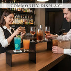 2 Pcs 12 Inch Large Acrylic Risers Display Stands 5 mm Thick Acrylic Shelf Riser Showcase for Collectibles Jewelry Cupcakes Food Figures Perfume Cabinet (Black)
