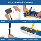 24" Dust for Floor Cleaning, Large Areas Floor Duster with 2 Cotton Reusable Pads, Wet Dry Mop for Hardwood Floors, Marble, Laminate, Tile, Concrete, Garage