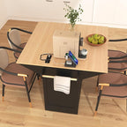Merax 55.7" Upgraded Large Kitchen Cart Island on Wheels with 2 Drop Leaf,Power Outlet,3 Drawers,Wood Frame Storage Cabinet