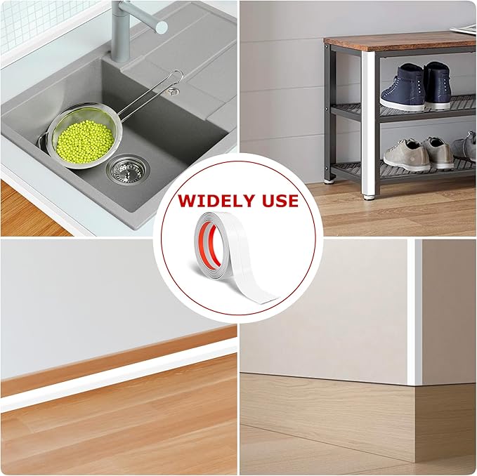 Flexible Wall Corner Protector Moulding Trim Peel and Stick Wall Corner Guards Edge Protector Self Adhesive Molding Trim Strip for Edge Ceiling (White, 2.4 in x 40 Ft)